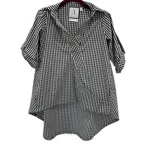 Adeptt Gingham Kaia Crossed Neckline Top